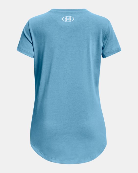 Girls' UA Sportstyle Graphic Short Sleeve in Blue image number 1